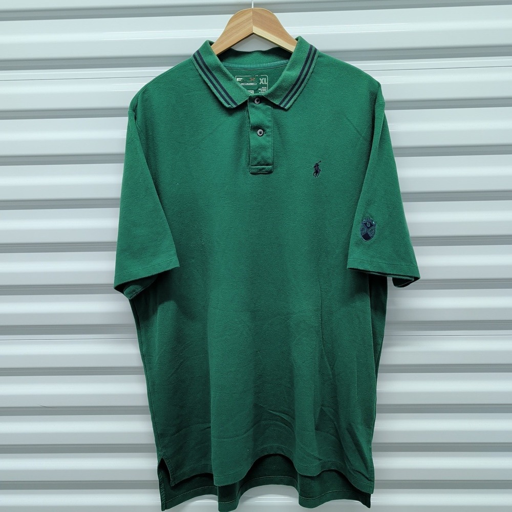 Polo Ralph Lauren RLX‎ Polo Shirt Size XL Mens Green Short Sleeve Logo Pique